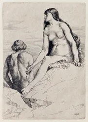 Gelukkige staat van Adam en Eva uit Paradise Lost door John Milton, een serie van 12 illustraties geëtst door William Strang